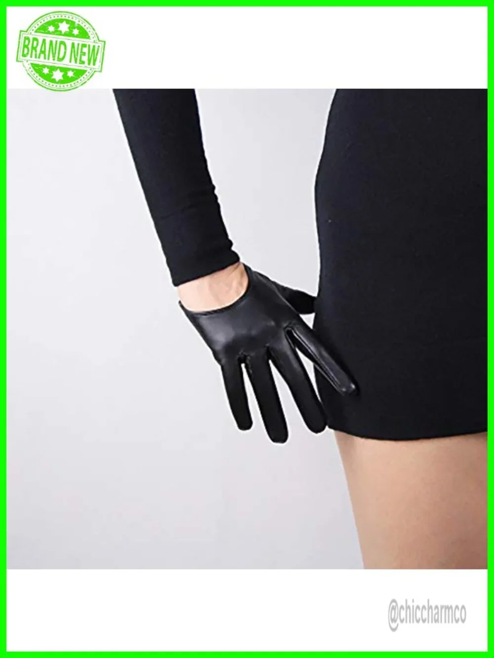 Half Palm Lambskin Leather Gloves Touchscreen Driving Party